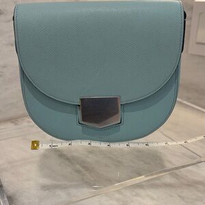 Celine Troutter Small Leather Crossbody Bag Light Blue Sky Blue Baby Blue
